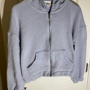 Olive & Oak Light Waffle Knit Hoodie Crop Lavender Medium Thermal Layer